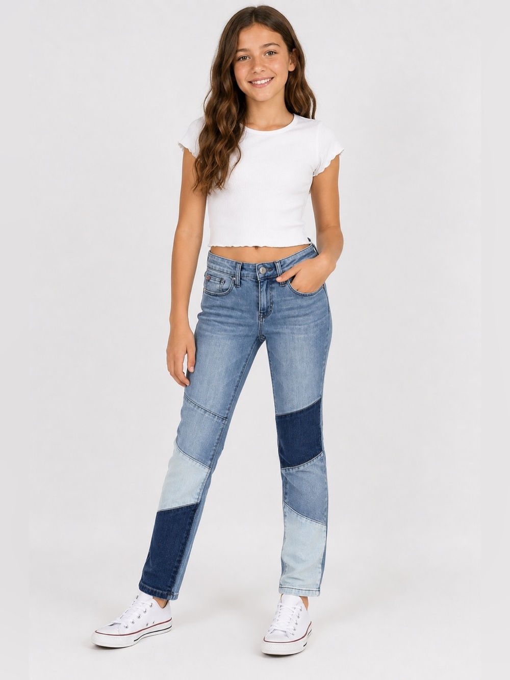 Hudson Slim Patchwork Blue Jeans - Women's